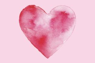 Illustratie roze hart in waterverf